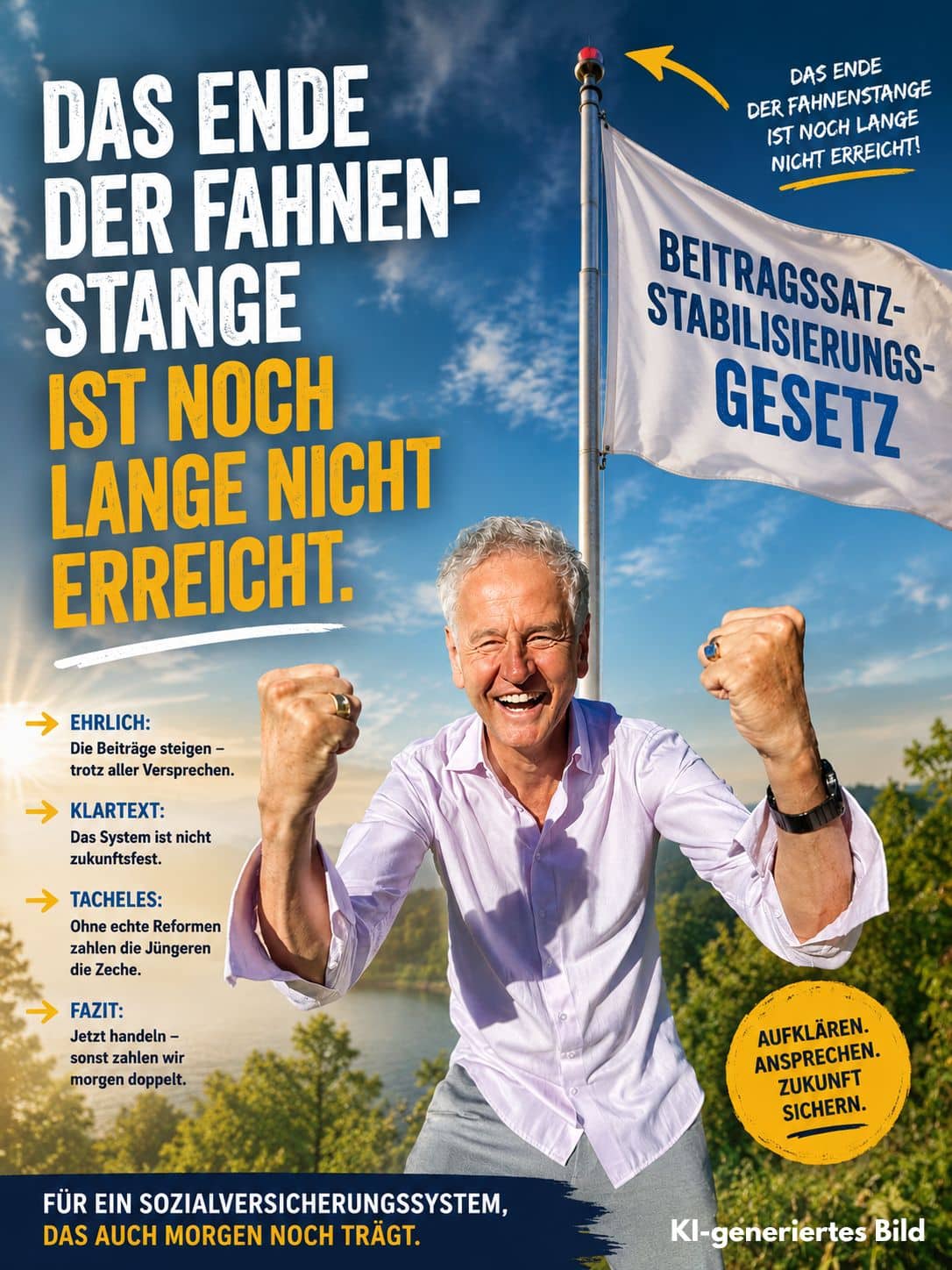 Andreas Scherff vor einer Fahne.